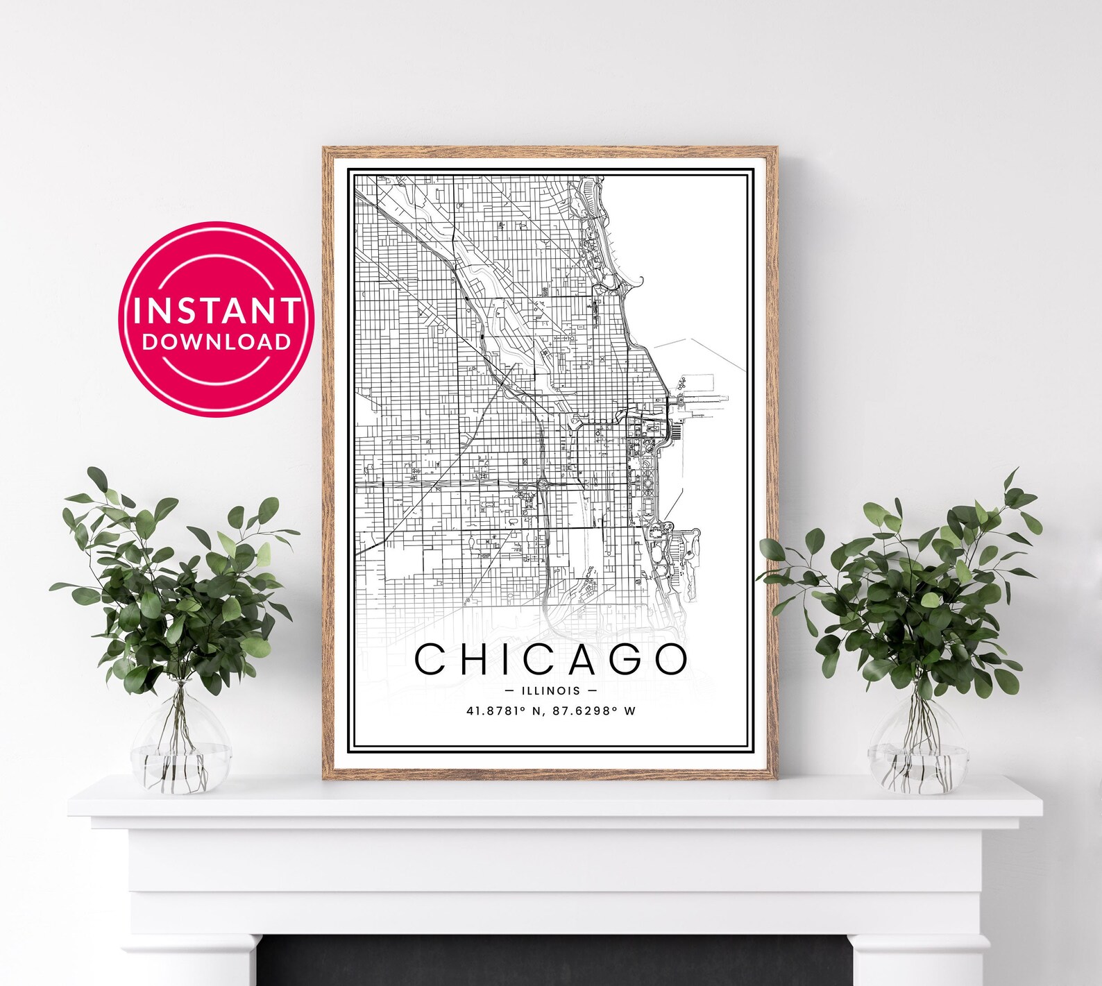 CHICAGO City Map Print Digital Download Map Printable Wall - Etsy