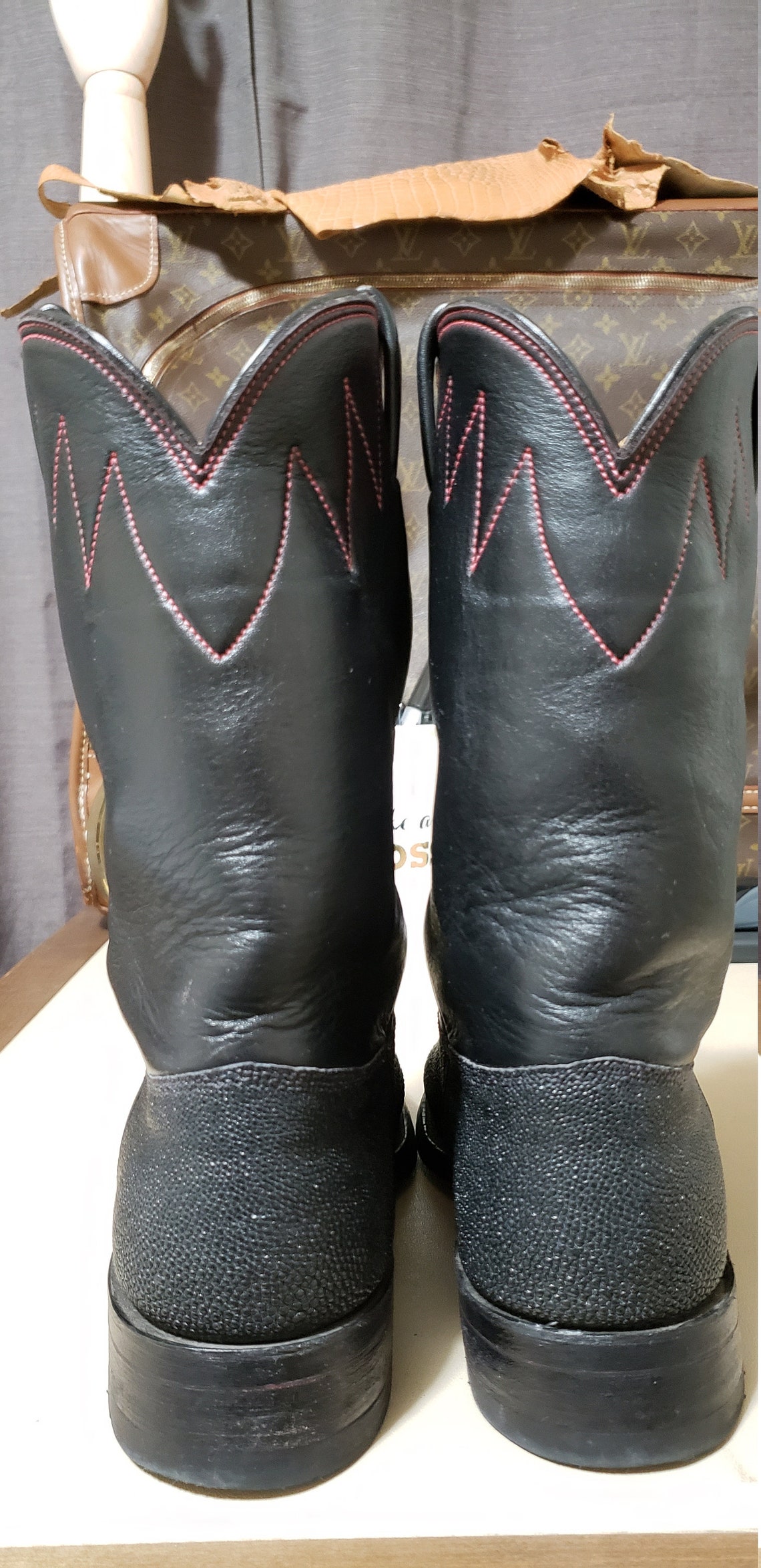 Black Handmade Stingray Hide Boots Men's 9.5 D Etsy