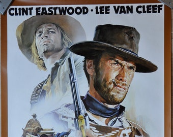 Sergio Leone Clint Eastwood " For a few Dollars more ", original poster cult western, Germany, years 70, Ennio Morricone, italian western