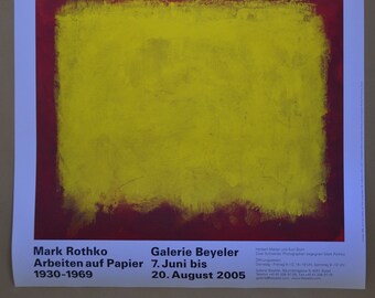 Mark Rothko, original official exhibition poster, Gallery Beyler, Basel, color fields, New York School, mint