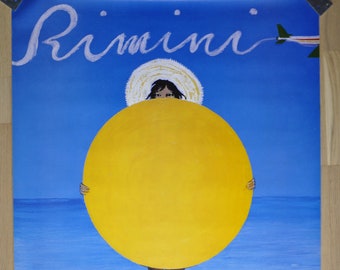 Renè Gruau "Rimini" original travel poster tourism sea woman condition excellent, last poster available