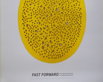 Lucio fontana, original poster, spatialism, yellow oval, Dallas Museum