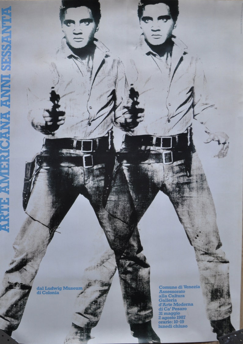 Andy Warhol Original Poster 1987 Elvis Presley expo Venice Italy image 1