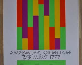 Max Bill original silkscreen large poster 1979, Akademie Amriswil, Switzerland, near mint, geometric abstraction, BAUHAUS