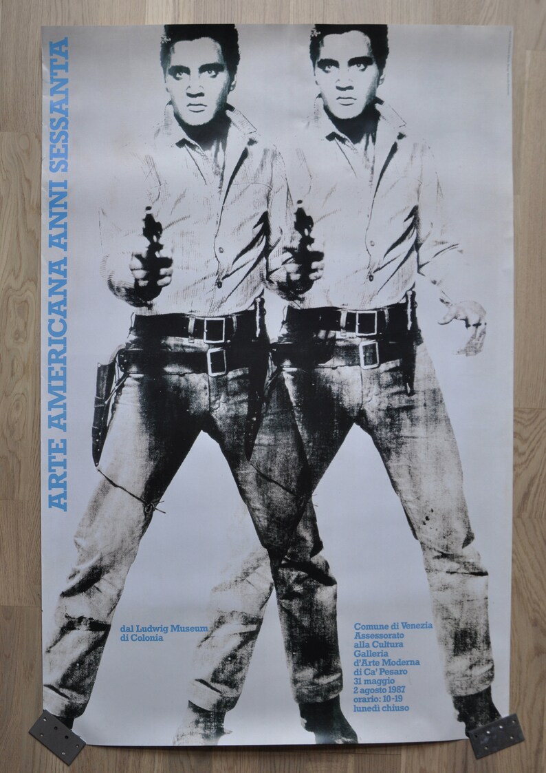 Andy Warhol Original Poster 1987 Elvis Presley expo Venice Italy image 4