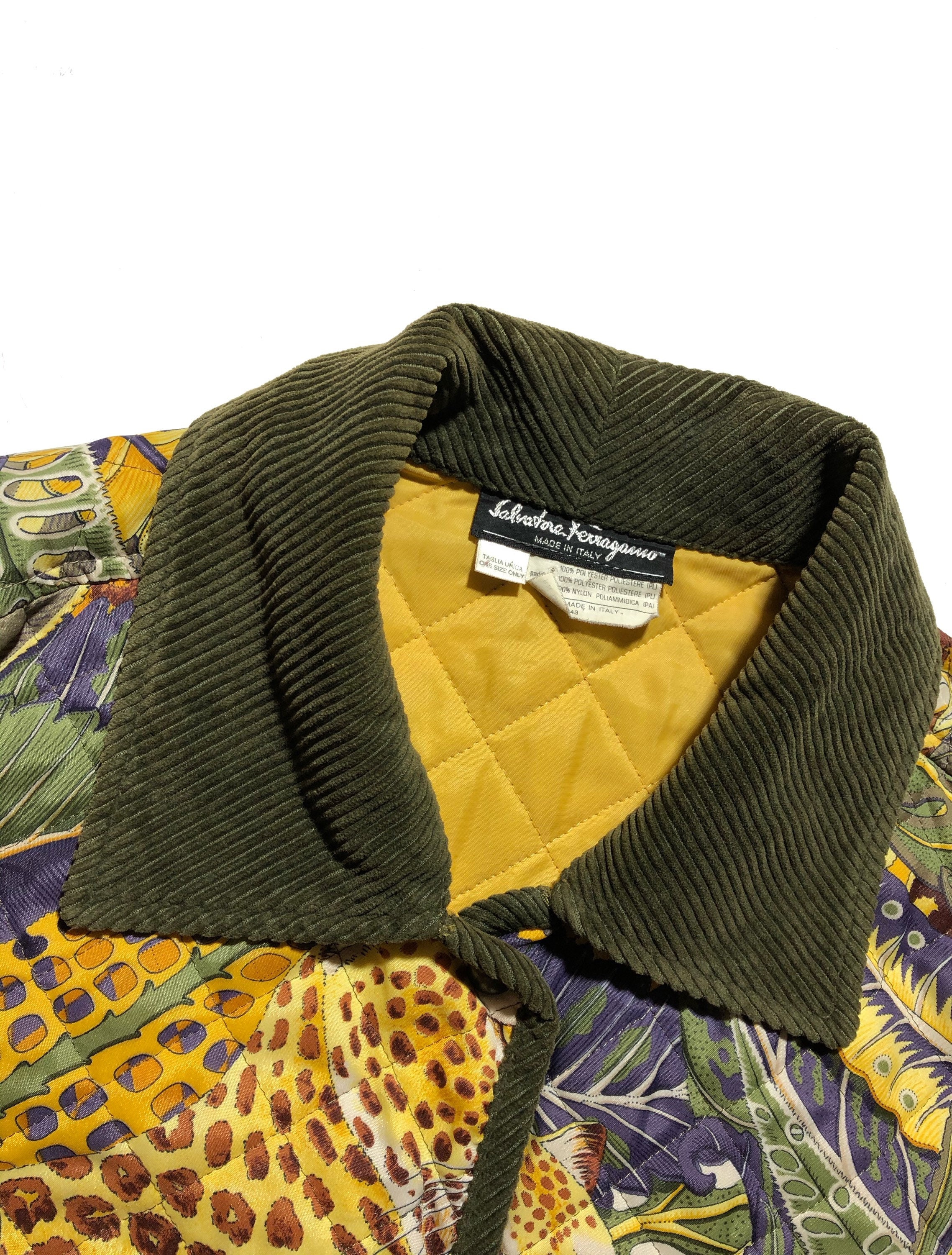 Buy Salvatore Ferragamo Full Print Quilted Jacket Vintage Online 