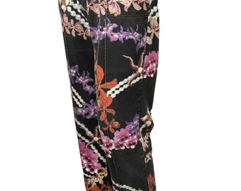 Just Cavalli Printed Pants Jeans Y2K Paisley Leopard Print Skinny