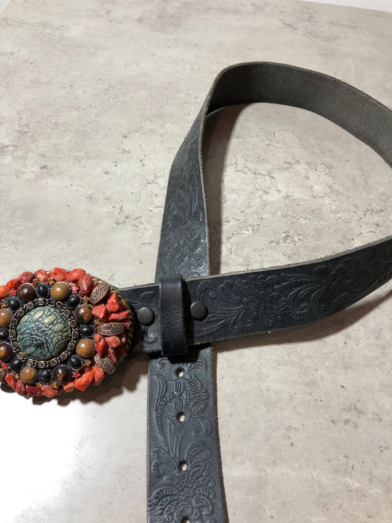 Ivan China Belt Buckle Leather Vintage Stones - Etsy Canada
