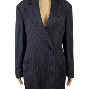 norma kamali striped double-breasted blazer wool size 40