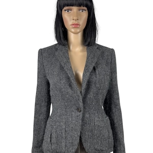 Chaqueta Blazer Ralph Lauren de espiga de tweed de lana y alpaca, talla 6, fabricada en Japón