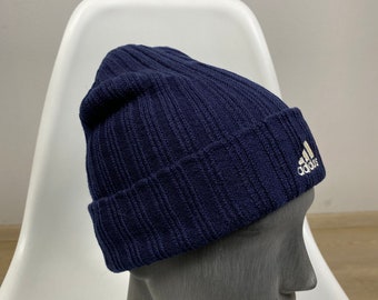 vintage 90s old adidas beanie knit cap ⑪ vintage adidas trefoil beanie skully winter hat cap adult