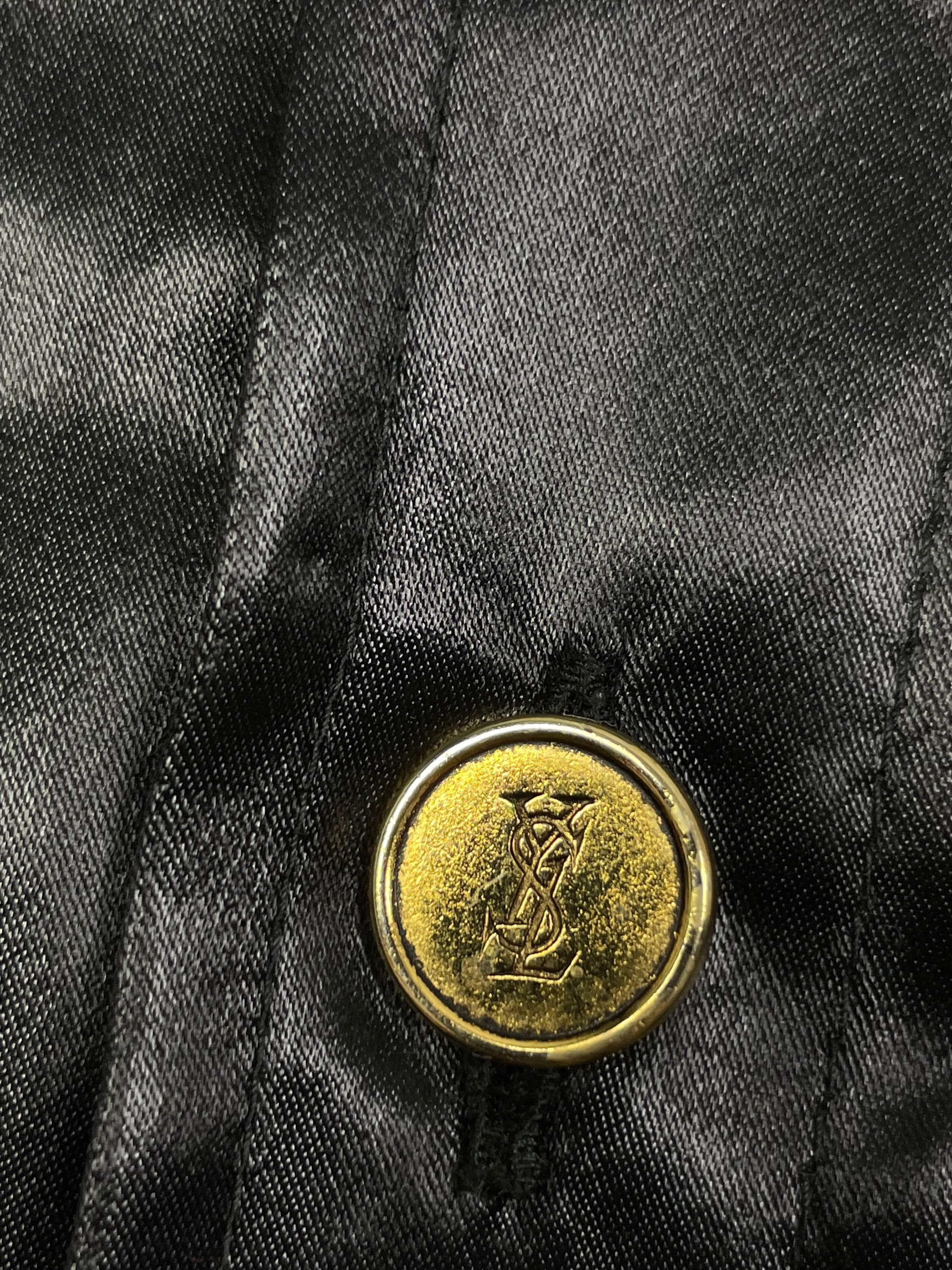 Yves Saint Laurent Button up 1980s Vintage Jacket Golden Logo - Etsy