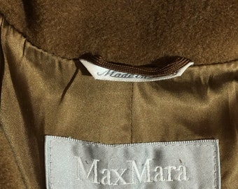 Long Coat Max Mara Vintage Brown Lana Wool