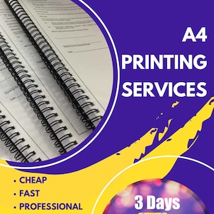 Custom A4 Printing Services Black and White Colour Binding Options High Quality Paper Fast Turnaround