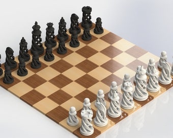 Juego de espirales de ajedrez de impresión 3D