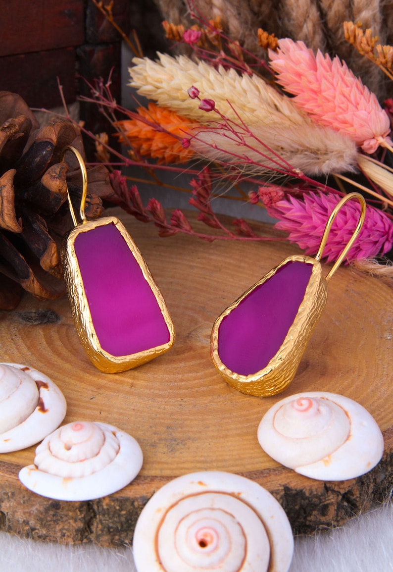 Agate Earring /& 14k Gold Plated