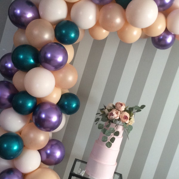 120 pcs Balloon garland kit,DIY Balloon garland,Purple,Blush and Teal Balloon Garland,Perfect for Bridal Shower and Birthday Party
