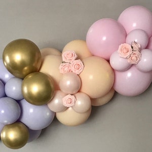 Lilac Balloon garland with Golden Shade Balloons, 1st Girl Birthday Party,Baby Shower,Bridal Shower