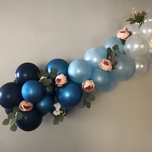 120 pcs Balloon garland kit,Boy Baby Shower balloon Arch,Shades of Blue and White Balloon Arch
