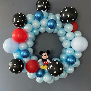 Mickey Mouse Balloon Hoop Decoration,Mickey Mouse Theme Balloons,Baby Shower Balloon Backdrop, Baby Shower Balloons