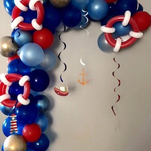 Nautical Theme Balloon garland kit,Sea Ocean Theme Party Decoration,1st Birthday Boy Balloon Arch,Little Sailor Theme balloon garland