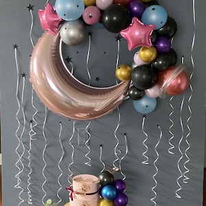 Girl Space Balloon Hoop Decoration,Space Theme Balloons,To the Moon,Galaxy Theme Balloon Decoration,Girl Birthday Party Baby Shower Balloons