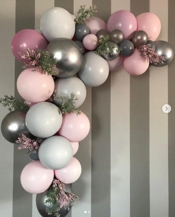 Balloon Garland Kit Grey /& Pink Latex Balloon 4D Foil Balloons for Wedding/ Baby Shower Girls Party Decoration Supplies