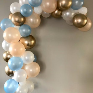 120 pcs DIY Balloon Garland Kit,Balloon Garland,Boy Birthday Balloon garland,Baby Shower Garland,White,Blue,Gold Balloon Arch