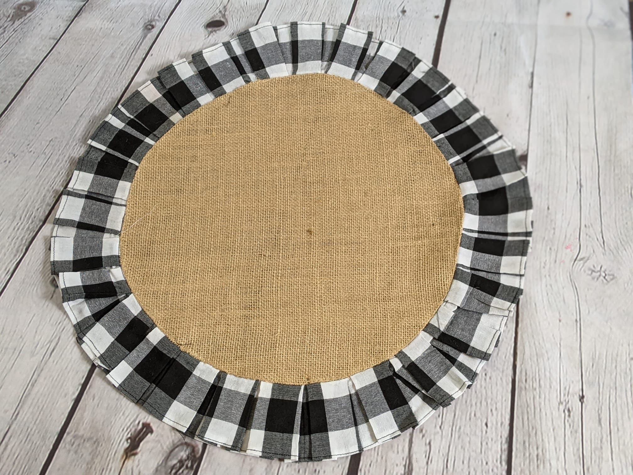 Black and White Buffalo Plaid Round placemats with Ruffles Etsy