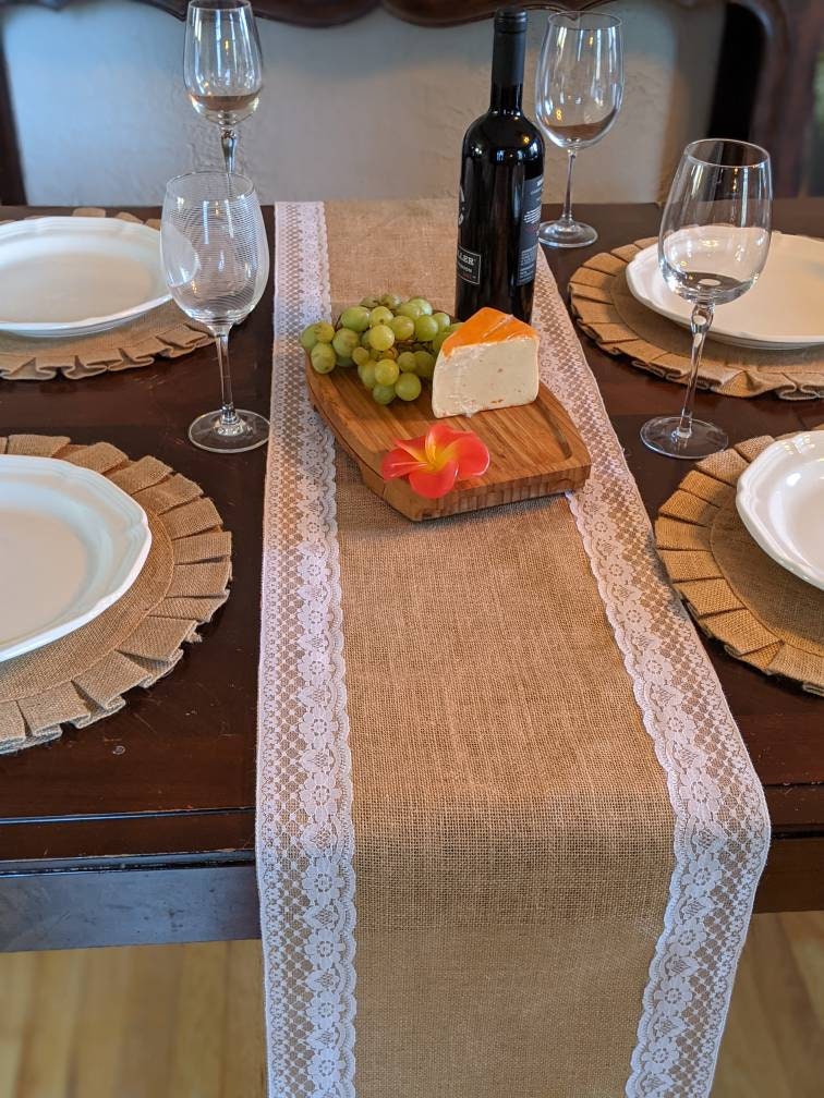 Sale items Round table mats jute placemat with ruffle for Etsy