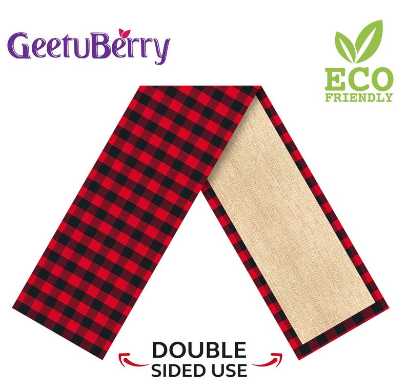 GEETUBERRY Red and Black Buffalo Plaid Table Runner for Etsy