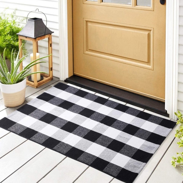 Vinyl Floor Mat Black and White Etsy