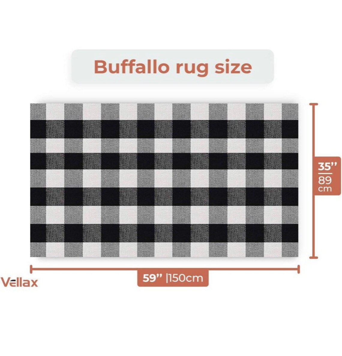 Black White Buffalo Plaid Rug 35х59 AntiSlip Mat Outdoor Etsy