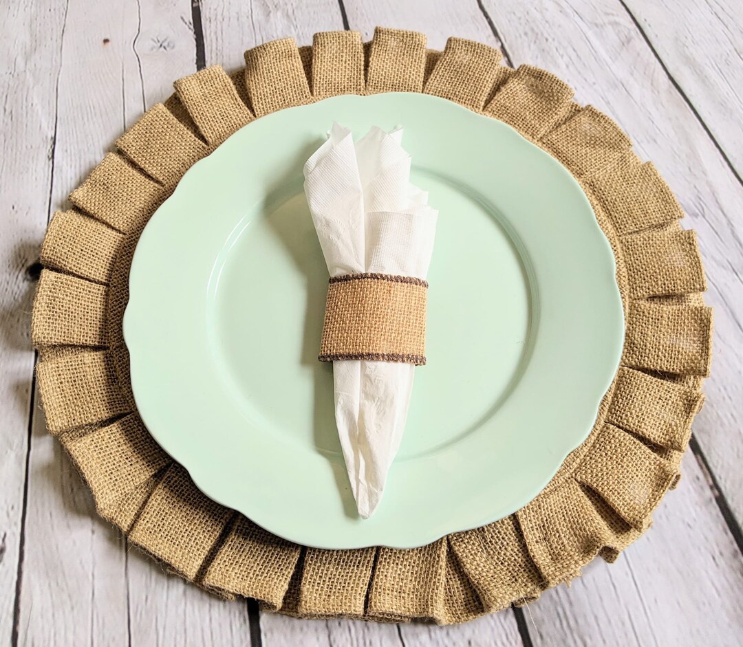 Natural Burlap Ruffled Jute Placemat Rustic Farmhouse in Brown Etsy