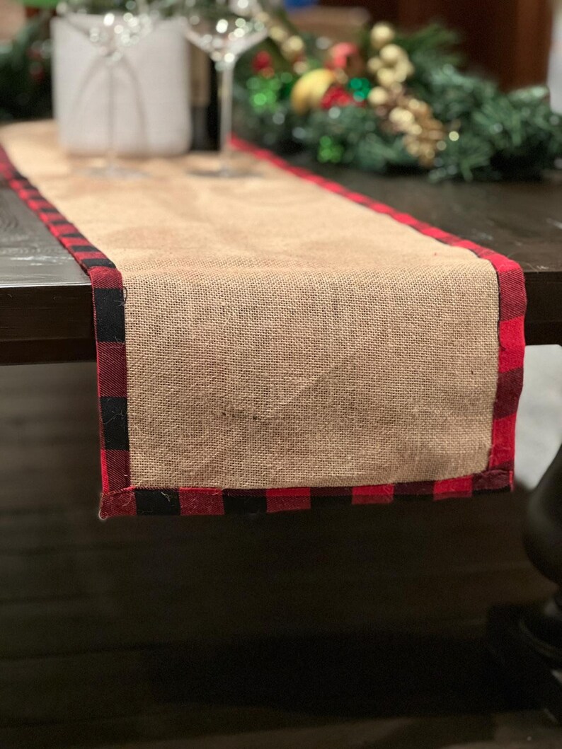 GEETUBERRY Red and Black Buffalo Plaid Table Runner for Etsy