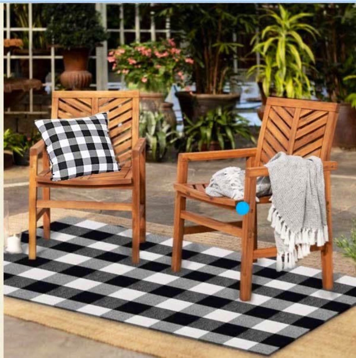 Black White Buffalo Plaid Rug 35х59 AntiSlip Mat Outdoor Etsy
