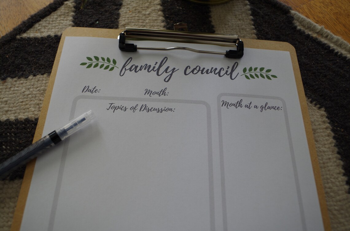 Leaves Family Council Agenda Weekly Monthly Blank Calendar Etsy