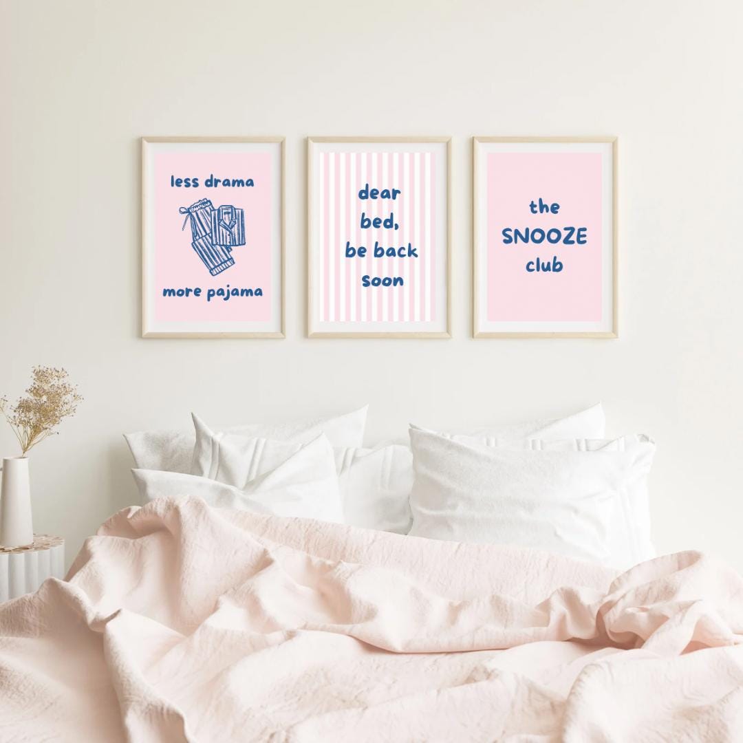 Sleepy Girl Wall Art Set | Pink Bedroom Prints | Digital Download - Etsy