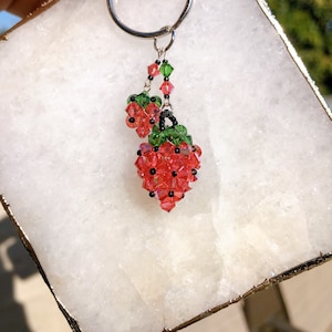 Swarovski Crystal Strawberry Keyring/Handmade/Gift/Best Seller Gift