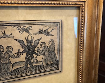 Baphomet Woodcut Print: Spell-Poem, Occult Art (Digital Download)