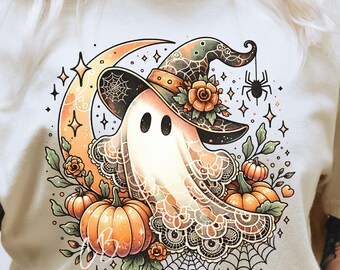 Retro Lace Ghost PNG, Vintage Halloween PNG, Spooky Season PNG, Cute Ghost Png, Sublimation png, Halloween Ghost Download, Trendy Halloween