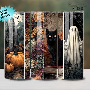 Envoltura de vaso vintage de Halloween, diseño de sublimación de vaso delgado de Halloween de 20 oz, PNG de Halloween, PNG espeluznante, PNG de moda, descarga digital
