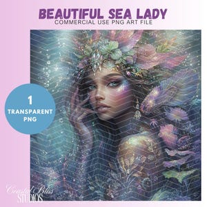 Beautiful Sea Lady PNG, Mermaid PNG, Mermaid Digital Art, Mermaid,Sea Siren, Coastal Art Decor, Printable Art, Ocean Fantasy Decor, Siren