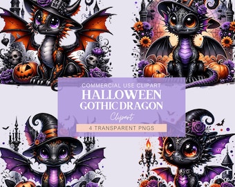 Halloween Dragon Clipart, Gothic Halloween Dragon PNG, Halloween PNG Files, Dragon  Clipart, Mythical Halloween Clipart, Gothic Dragon PNG