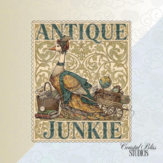 Antique Junkie Goose PNG, Antique Goose Design, Antique PNG Sublimation PNG, Digital png, Antique Lover PNg
