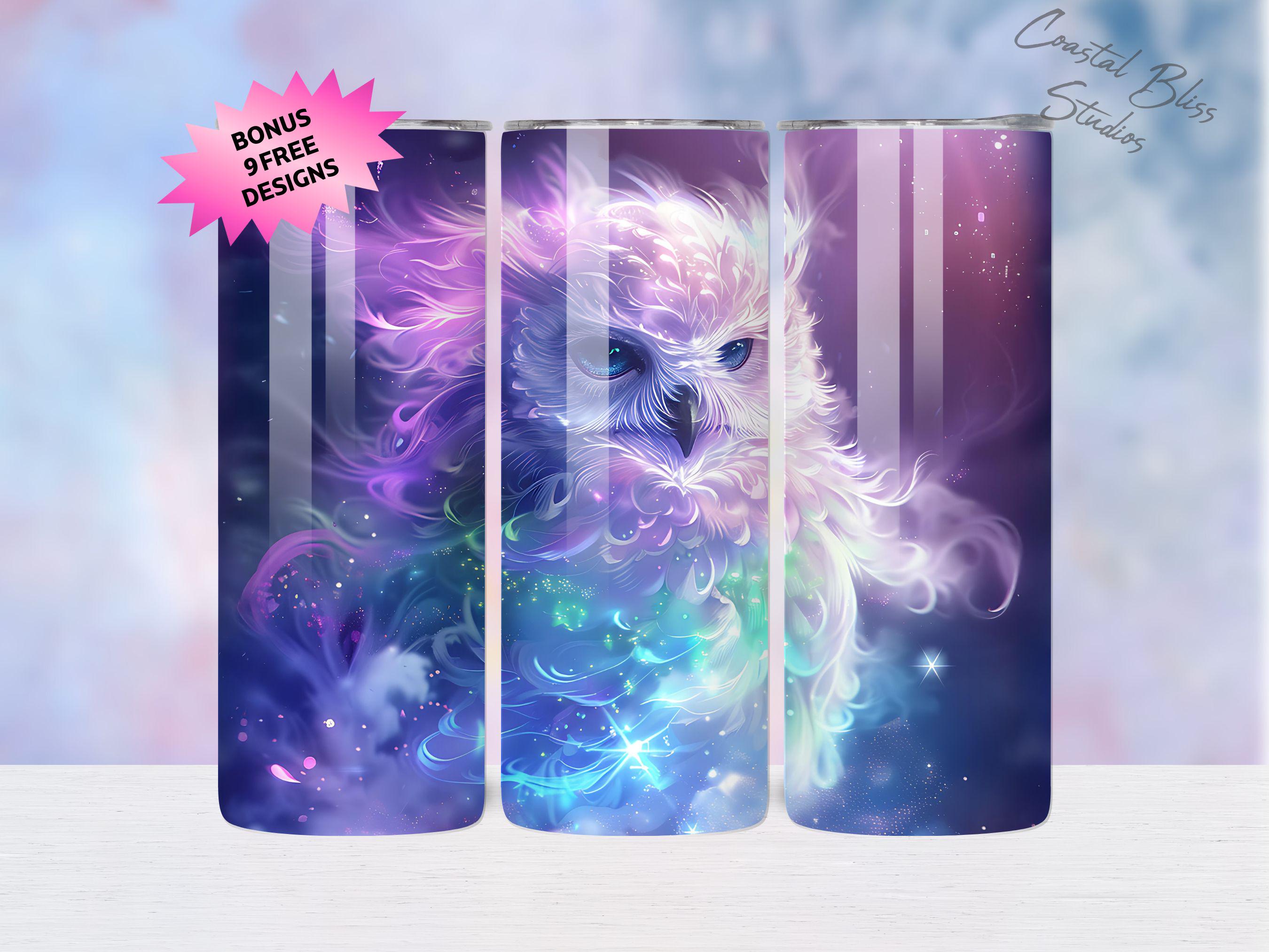 Fantasy Owl, Magical Creature 20 oz Skinny Tumbler Sublimation Design Digital Download PNG, Digital 