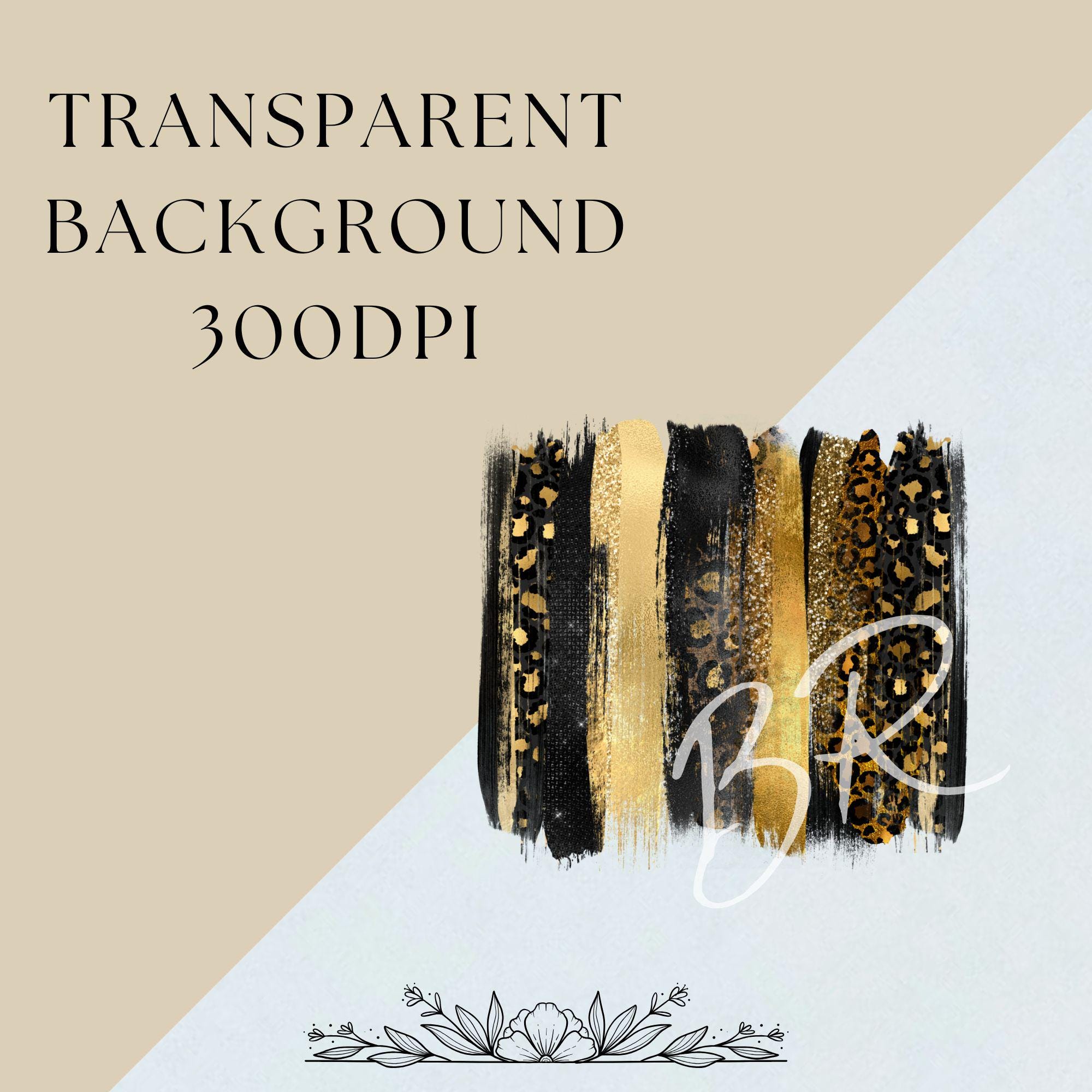 Leopard Brush Strokes | Black and Gold Background | Safari Brush Stroke ...