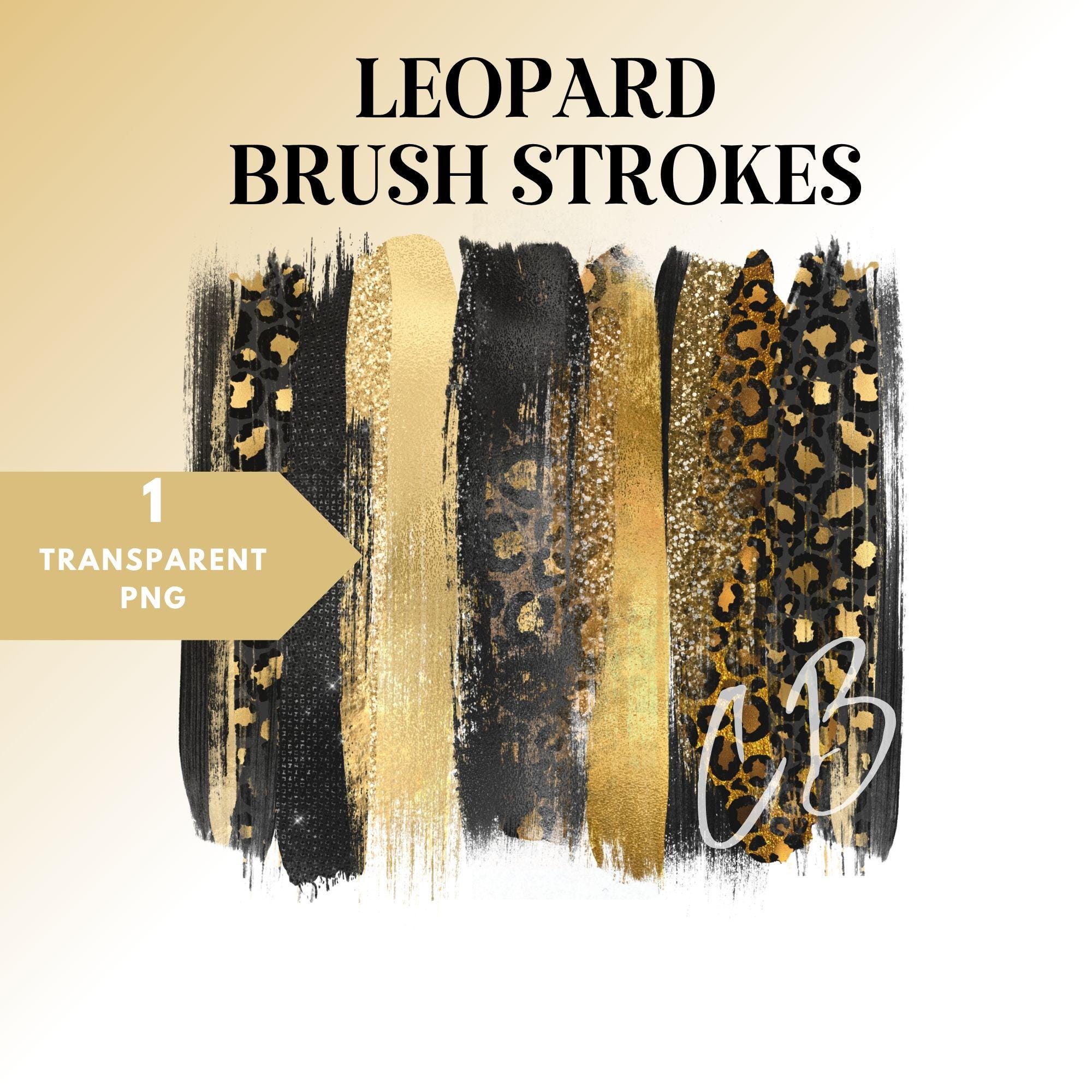Leopard Brush Strokes | Black and Gold Background | Safari Brush Stroke ...
