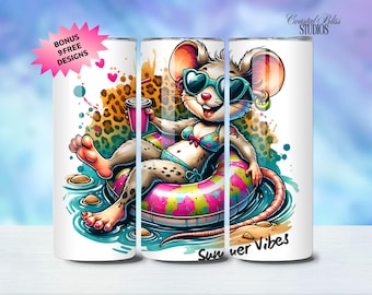 Summer Vibes River Rat Design 20 oz Skinny Tumbler Sublimation Design, Girl River Rat, Summer Tumbler PNG, Vacation Tumbler Wrap, River Wrap