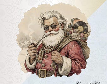 Cool Vintage Santa png, Christmas Sublimation, Rock and Roll Santa
